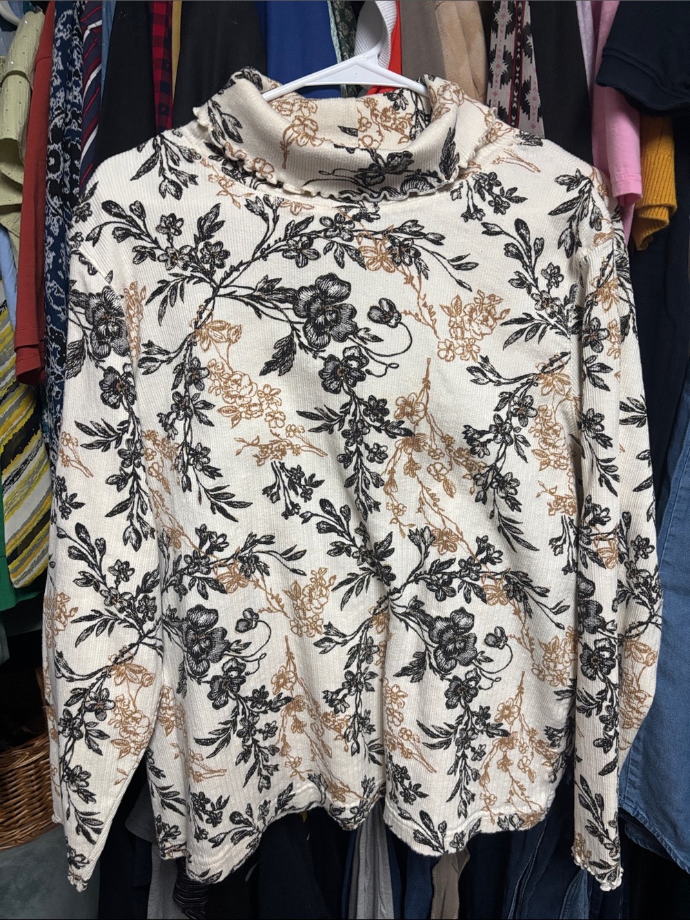 20. White Stag Floral Turtleneck